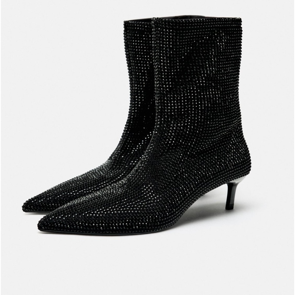 Zara Rhinestones heeled ankle boots